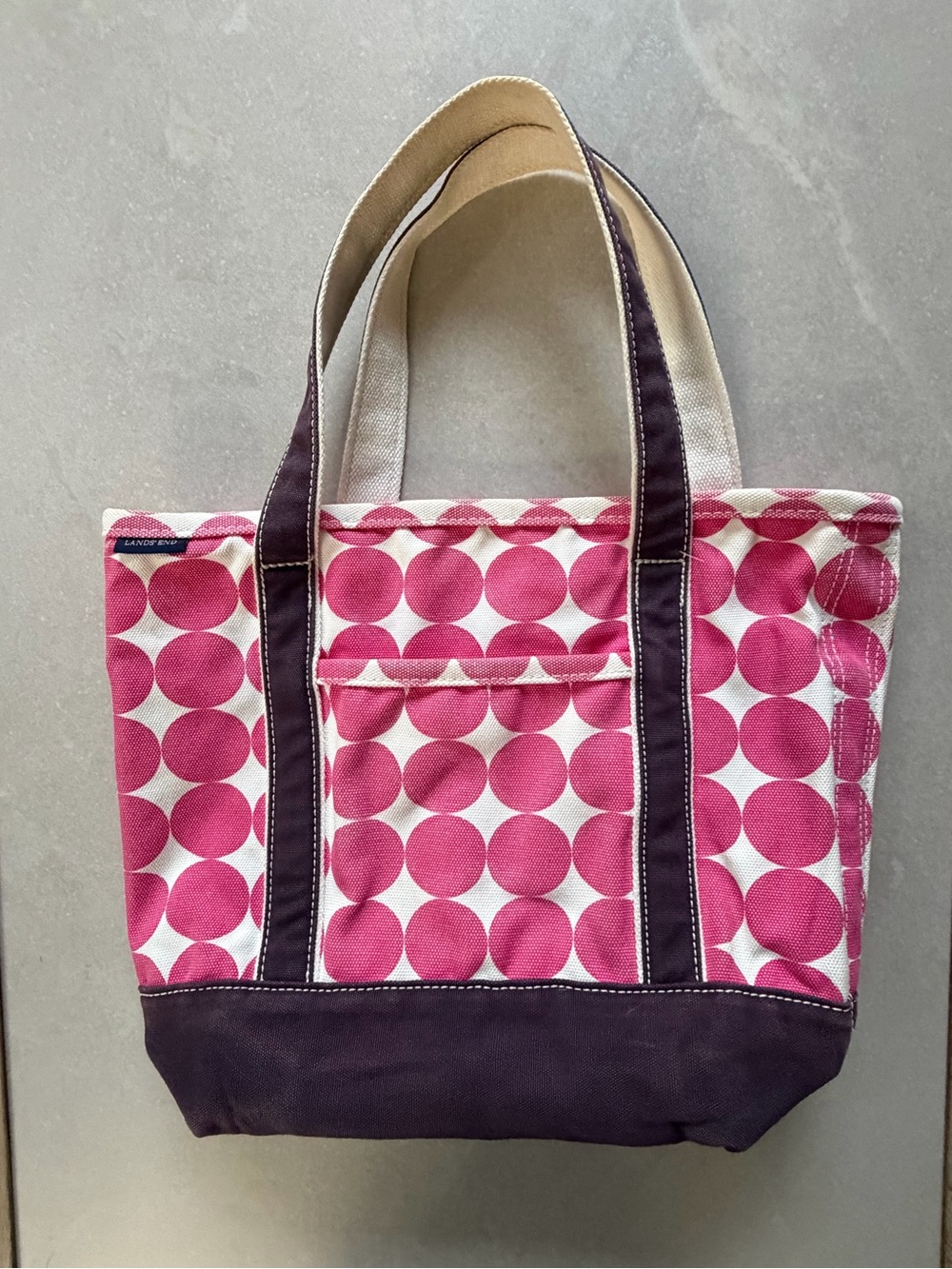 Lands End Y2K Tote Bag with Pink Dot Pattern